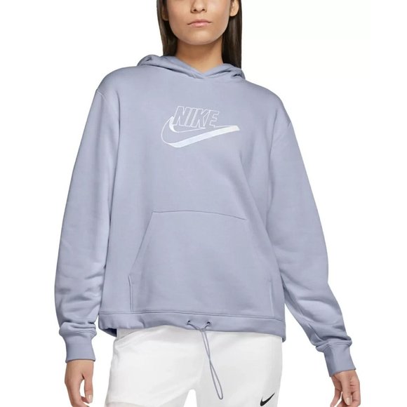 Nike Sportswear Futura Womens XS Blue Easy Fleece Graphic Logo Pullover Hoodie - Picture 2 of 3